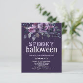 Budget Paarse Bloemen Spooky Halloween Invitation (Staand voorkant)