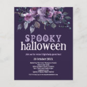 Budget Paarse Bloemen Spooky Halloween Invitation (Voorkant)