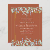 Budget Paarse Bloemen Terracotta Trouw Uitnodiging (Voorkant / Achterkant)