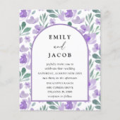 Budget Paarse Bloemenboog Huwelijksuitnodiging (Voorkant)