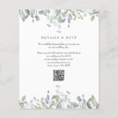 Budget Paarse Bloemencode Huwelijksuitnodiging QR (Achterkant)