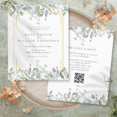 Budget Paarse Bloemencode QR Code Trouwuitnodiging