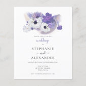 Budget paarse bloemige trouw uitnodiging (Voorkant)