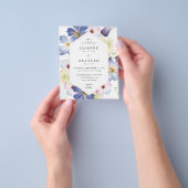 Budget Paarse Blue Floral Wedding Flyer (Hand)