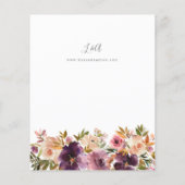 Budget Paarse & Blush Roze Bloemen Trouwflyer Flyer (Achterkant)