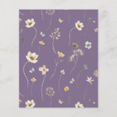 Budget Paarse Boho Wildflower Vrijgezellenfeest Flyer (Achterkant)