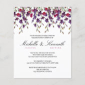 Budget Paarse Botanical Wedding Invitation (Voorkant)