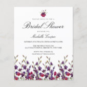 Budget Paarse Botanische Bridal Shower (Voorkant)