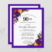 BUDGET Paarse Bourgogne Floral 90ste verjaardag Ui (Voorkant / Achterkant)