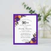 BUDGET Paarse Bourgogne Floral 90ste verjaardag Ui (Staand voorkant)