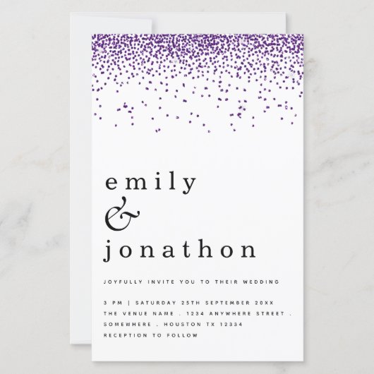Budget Paarse Confetti Glitter Weddenschap (Voorkant)
