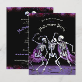 Budget Paarse dansskeletten Halloween Briefkaart