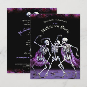 Budget Paarse dansskeletten Halloween Briefkaart