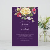 Budget Paarse Elegant Floral Wedding Uitnodiging (Staand voorkant)