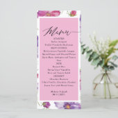 Budget Paarse en Roze Bloemige Trouw Menu (Staand voorkant)