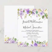Budget Paarse Floral Botanical Weduwen Uitnodiging (Voorkant / Achterkant)
