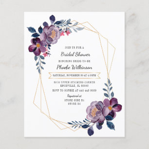 Budget Paarse Floral Bridal Shower Flyer