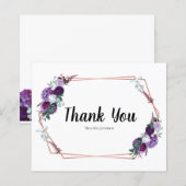 Budget Paarse Floral Geometric Gold Lijst Kaart (Voorkant / Achterkant)