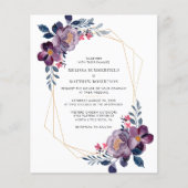 Budget Paarse Floral Moderne Weddenschap (Voorkant)