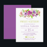 Budget paarse floral Sweet 16 verjaardagsuitnodigi<br><div class="desc">Robuuste, elegante budgettaire, betaalbare, zoete uitnodiging van zestien partijen met een pastelbohse paarse, violette, lila, stoffige roos en blush roze pony, met handbeschilderd boeket met sage en groene waterverf-gebladerde en scriptblad. De uitnodiging is geschikt voor lente of zomerrijke landen elegant boho chic country florale tuin in de open tuin moderne...</div>