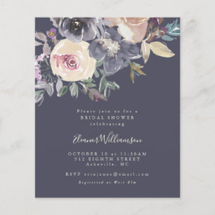 Budget Paarse Floral Waterverf Shower Invitation