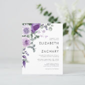 Budget Paarse Floral Waterverf Weddenschap (Staand voorkant)