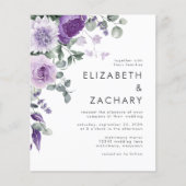 Budget Paarse Floral Waterverf Weddenschap (Voorkant)