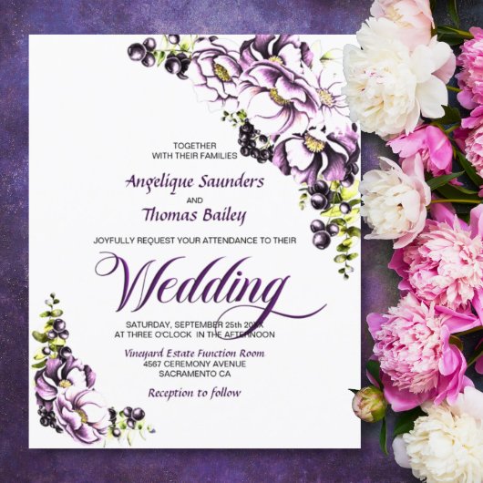 Budget Paarse Floral Weddenschap