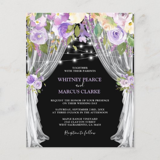 Budget Paarse Floral Weddenschap (Voorkant)