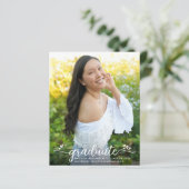 Budget Paarse Foto Afstudeerscript Uitnodiging (Staand voorkant)