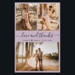 Budget Paarse Foto Collage Weddenschap Bedankt Flyer<br><div class="desc">Budget, Elegant, Modern, Hand Lettered Wedding (3) Drie Foto Collage Dank u gepersonaliseerde betaalbare low budget flyer. ***GELIEVE OPMERKING TE MAKEN! *** SCHROL NAAR BUITEN VOOR MEER INFORMATIE! *** Stijlvolle bruiloft bedankt je sjabloon met drie foto's op de voorkant en één foto op de achterkant. Met de tekst "Liefde en...</div>