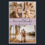 Budget Paarse Foto Collage Weddenschap Bedankt Flyer<br><div class="desc">Budget, Elegant, Modern, Hand Lettered Wedding (3) Drie Foto Collage Dank u gepersonaliseerde betaalbare low budget flyer. ***GELIEVE OPMERKING TE MAKEN! *** SCHROL NAAR BUITEN VOOR MEER INFORMATIE! *** Stijlvolle bruiloft bedankt je sjabloon met drie foto's op de voorkant en één foto op de achterkant. Met de tekst "Liefde en...</div>