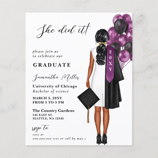 Budget Paarse foto Ze deed het Afstuderen (Voorkant)