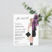 Budget Paarse foto ze deed het Afstuderen uitnodig (Staand voorkant)