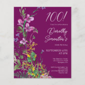 BUDGET Paarse Gele Bloemen 100ste Verjaardag Uitno (Voorkant)