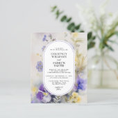 Budget Paarse & gele bloemen bruiloft uitnodiging (Staand voorkant)