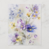 Budget Paarse & gele bloemen bruiloft uitnodiging (Achterkant)