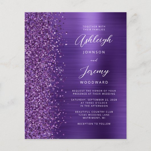 Budget Paarse Glam Glitter Wedding (Voorkant)