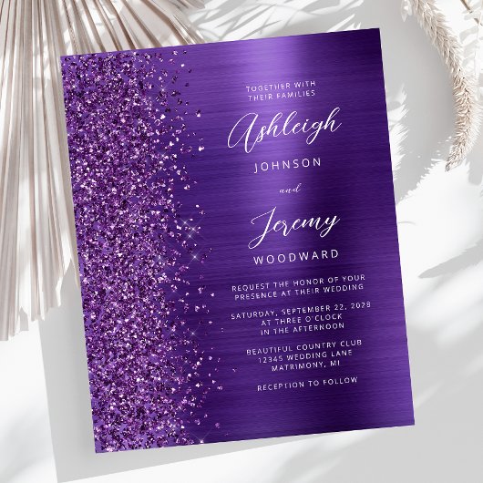 Budget Paarse Glam Glitter Wedding