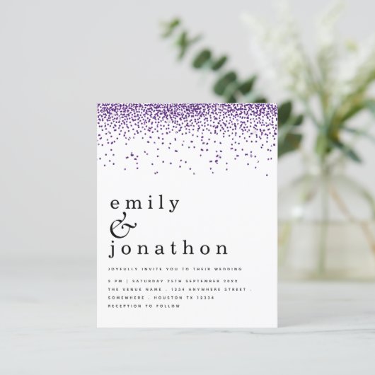 Budget Paarse Glitter Confetti Weddenschap (Staand voorkant)