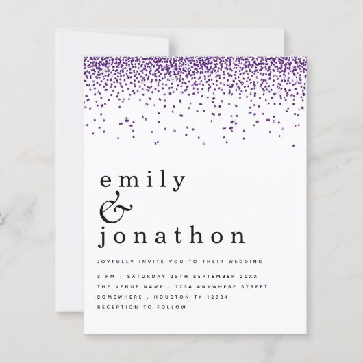 Budget Paarse Glitter Confetti Weddenschap (Voorkant)