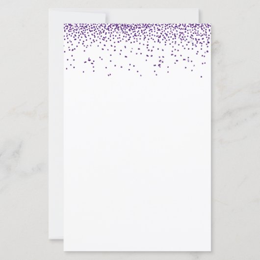 Budget Paarse Glitter Confetti Wedding Invite (Achterkant)