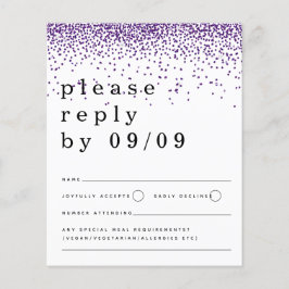 Budget Paarse Glitter Confetti Wedding RSVP