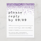 Budget Paarse Glitter Confetti Wedding RSVP (Voorkant)