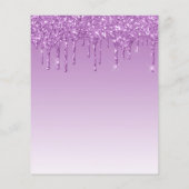 Budget Paarse Glitter Drip 30e Verjaardagsuitnodig (Achterkant)
