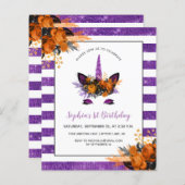 Budget Paarse Glitter Unicorn Birthday (Voorkant / Achterkant)