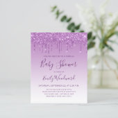 Budget Paarse Glitter Virtuele Baby Shower (Staand voorkant)