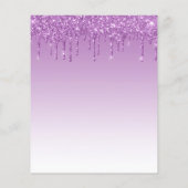 Budget Paarse Glitter Virtuele Baby Shower (Achterkant)