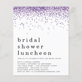 Budget Paarse Glitter Vrijgezellenfeest Lunch Invi