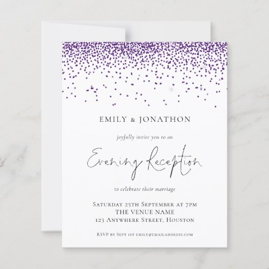 Budget Paarse Glitter Weddenschap Evening (Voorkant)